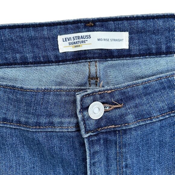 Levi Strauss Jeans Women Size 24L Mid-Rise Straight Leg Blue Denim Soft Stretch - Picture 6 of 8